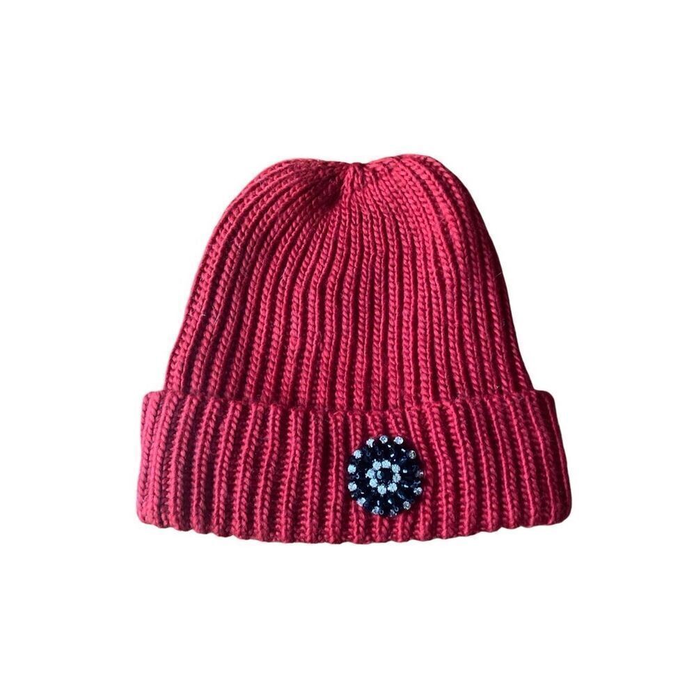 Red 9 Nine West crystal rhinestone detailed Beanie B7